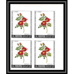 377a - Manama MNH ** Mi N° 170 / 175 B non dentelé (Imperf) fleurs flowers Roses bloc 4