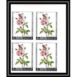 377a - Manama MNH ** Mi N° 170 / 175 B non dentelé (Imperf) fleurs flowers Roses bloc 4