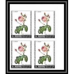377a - Manama MNH ** Mi N° 170 / 175 B non dentelé (Imperf) fleurs flowers Roses bloc 4