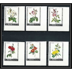 377a - Manama MNH ** Mi N° 170 / 175 B non dentelé (Imperf) fleurs flowers Roses coin de feuille
