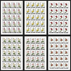 377c - Manama MNH ** Mi N° 170 / 175 B non dentelé (Imperf) fleurs flowers Roses feuilles sheets