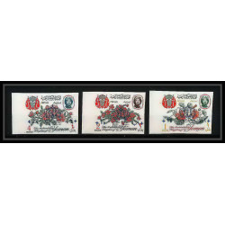 380b - Yemen kingdom MNH ** Mi N° 341 / 343 B overprint non dentelé (Imperf) fleurs fleur flowers Roses