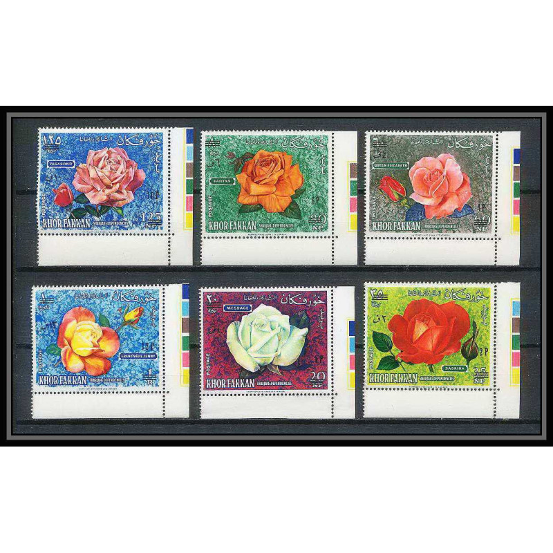 384a - Sharjah khor fakkan MNH ** Mi N° 91 / 96 A overprint fleurs flowers roses rosen