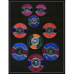 386 - Umm al Qiwain MNH ** Mi N° 49/54 dont 49/51/53 Type I & II Foil Coins 9 timbres rond argent slver stamps