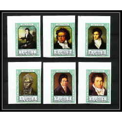 387a - Ras Al Khaima MNH ** Mi N° 635 / 640 B Musique (music) Ludwig van Beethoven german composer Non dentelé imperf