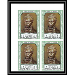 387b Ras Al Khaima MNH ** Mi N° 635 / 640 B Musique (music) Ludwig van Beethoven german non dentelé (Imperf)