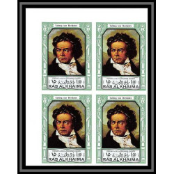 387b Ras Al Khaima MNH ** Mi N° 635 / 640 B Musique (music) Ludwig van Beethoven german non dentelé (Imperf)