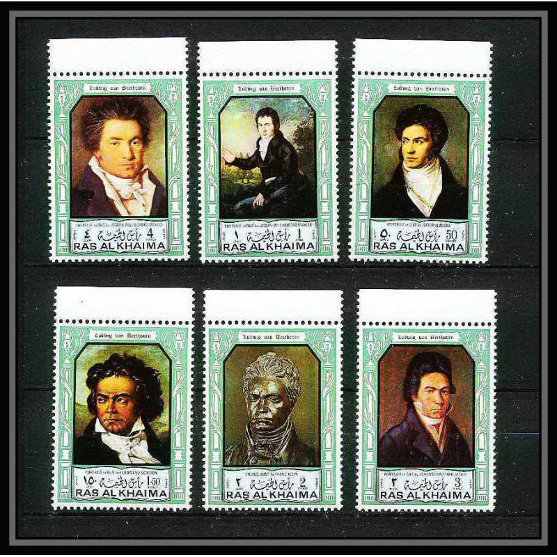 388 - Ras Al Khaima MNH ** Mi N° 635 / 640 A Musique (music) Ludwig van Beethoven german composer 