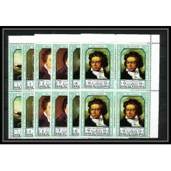 388c - Ras Al Khaima MNH ** Mi N° 635 / 640 A Musique (music) Ludwig van Beethoven german composer Cote 28 euros bloc 4
