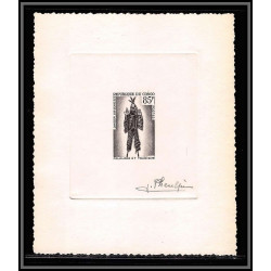 2707 N°166 danseur sur echasses dance 1964 Epreuve d'artiste artist proof Signé Pheulpin signed autograph congo