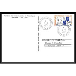 79788 1-CP Neuf 1991 repiquage timbropresse Entier Stationery Carte postcard TAAF