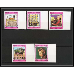394a - Sharjah MNH ** Mi N° 728 / 732 B Musique (music) Amadeus Mozart composers non dentelé (Imperf)