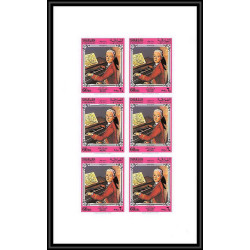 394b - Sharjah MNH ** N° 728 / 732 B Musique music Amadeus Mozart composers feuilles sheets non dentelé (Imperf)