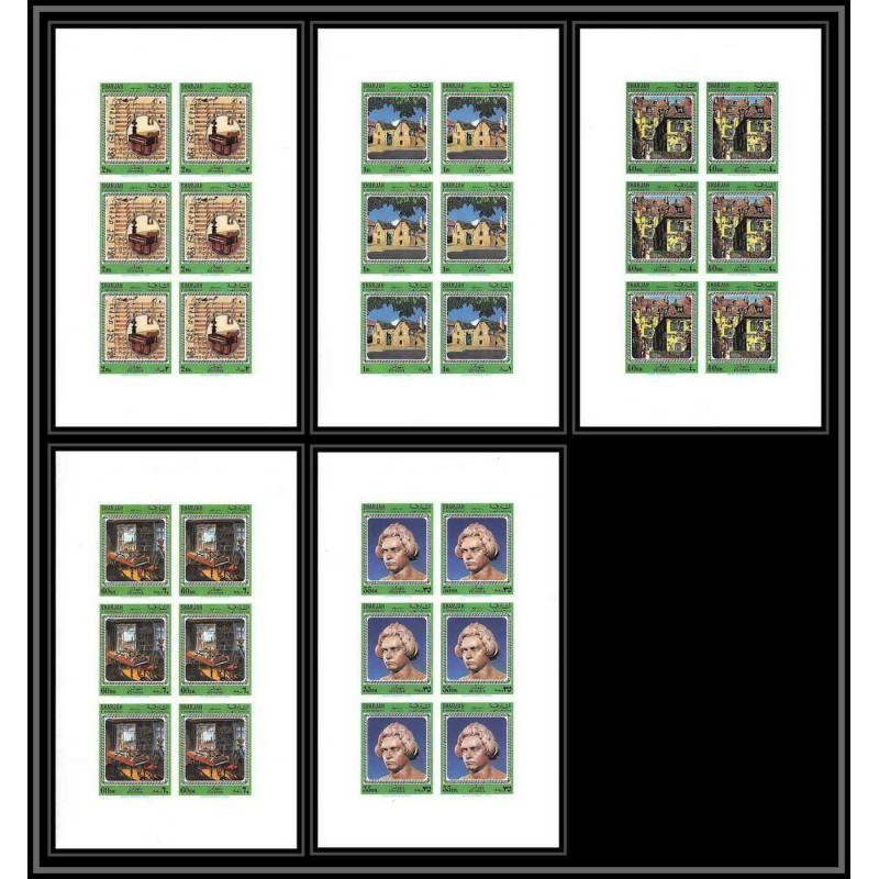 396a - Sharjah MNH ** Mi N° 714 / 718 B Musique (music) Beethoven composer non dentelé (Imperf) feuilles sheets