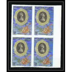 397d - Fujeira MNH ** Mi N° 770 / 774 B Musique (music) Wolfgang Amadeus Mozart non dentelé (Imperf) bloc 4 