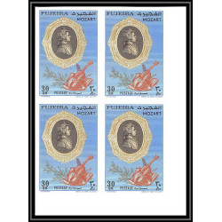 397e - Fujeira MNH ** Mi N° 770 / 774 B Musique (music) Wolfgang Amadeus Mozart non dentelé (Imperf) bloc 4 