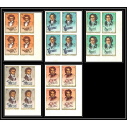 400b - Fujeira MNH ** Mi N° 732 / 736 B Musique (music) Ludwig van Beethoven composer non dentelé (Imperf) BLOC 4
