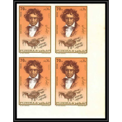 400b - Fujeira MNH ** Mi N° 732 / 736 B Musique (music) Ludwig van Beethoven composer non dentelé (Imperf) BLOC 4