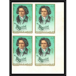 400b - Fujeira MNH ** Mi N° 732 / 736 B Musique (music) Ludwig van Beethoven composer non dentelé (Imperf) BLOC 4