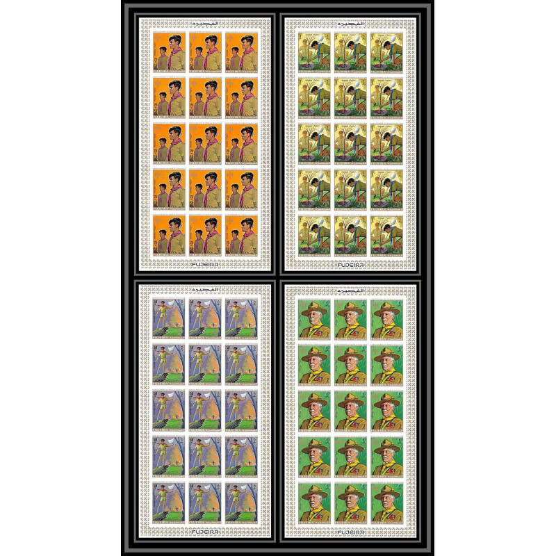 401g Fujeira MNH ** Mi N° 513 / 516 B Scout (Pfadfinder scouting jamboree scouts) Non dentelé imperf feuilles sheet