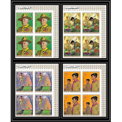 401h - Fujeira MNH ** Mi N° 513 / 516 B Scout (Pfadfinder scouting jamboree scouts) non dentelé (Imperf) bloc 4 CDF