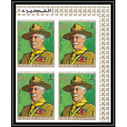 401h - Fujeira MNH ** Mi N° 513 / 516 B Scout (Pfadfinder scouting jamboree scouts) non dentelé (Imperf) bloc 4 CDF