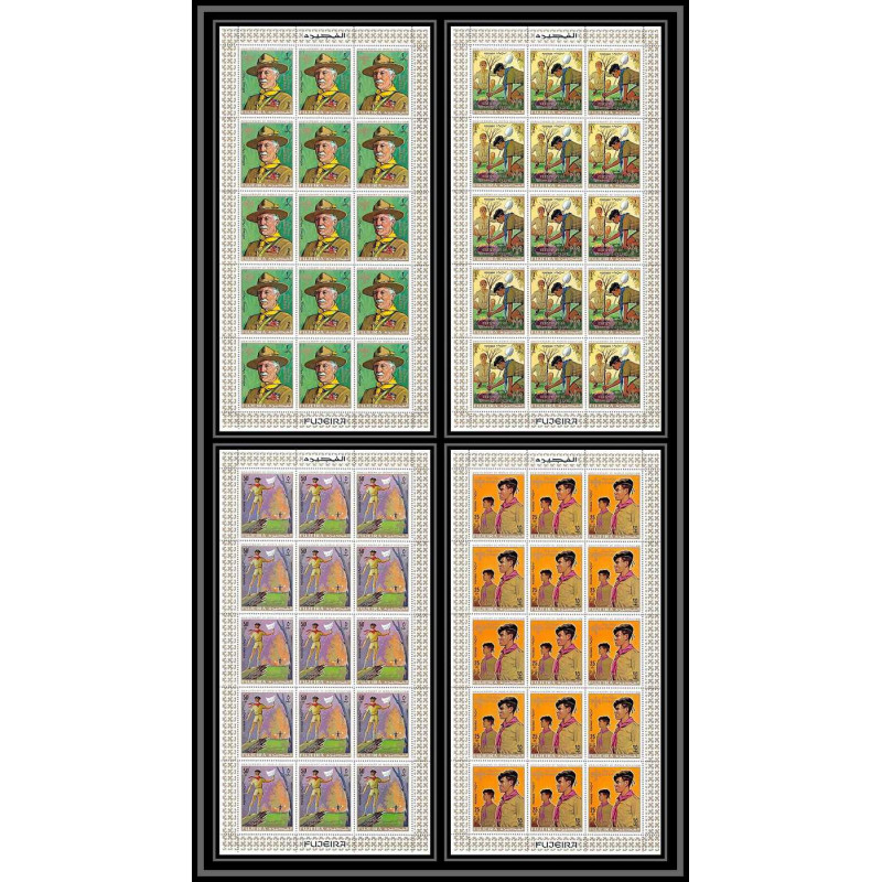 402c - Fujeira MNH ** Mi N° 517 / 520 A Scout (Pfadfinder jamboree scouts) Overprint gold charles dickens feuilles sheet