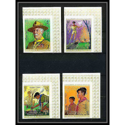 402e - Fujeira MNH ** Mi N° 517 / 520 B Scout Pfadfinder jamboree scouts Overprint gold dickens Non dentelé imperf
