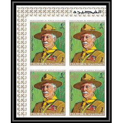 402f - Fujeira MNH ** Mi N° 517 / 520 B Scout Pfadfinder jamboree scouts Overprint gold dickens Non dentelé imperf