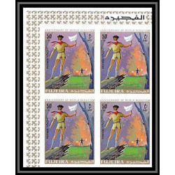 402f - Fujeira MNH ** Mi N° 517 / 520 B Scout Pfadfinder jamboree scouts Overprint gold dickens Non dentelé imperf