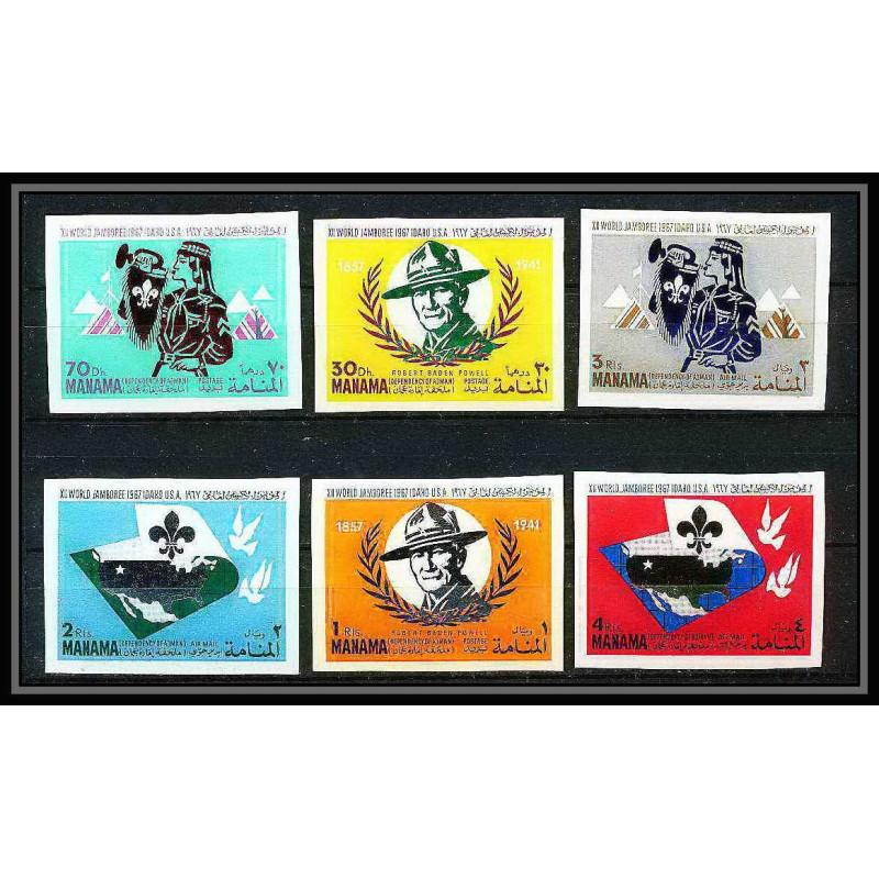 403 - Manama MNH ** Mi N° 31 / 36 B non dentelé (Imperf) Scout (Pfadfinder jamboree scouts) Farragut state park 