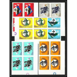 403c Manama MNH ** Mi N° 31 / 36 B non dentelé (Imperf) Scout (Pfadfinder scouting jamboree scouts) bloc 4 margin