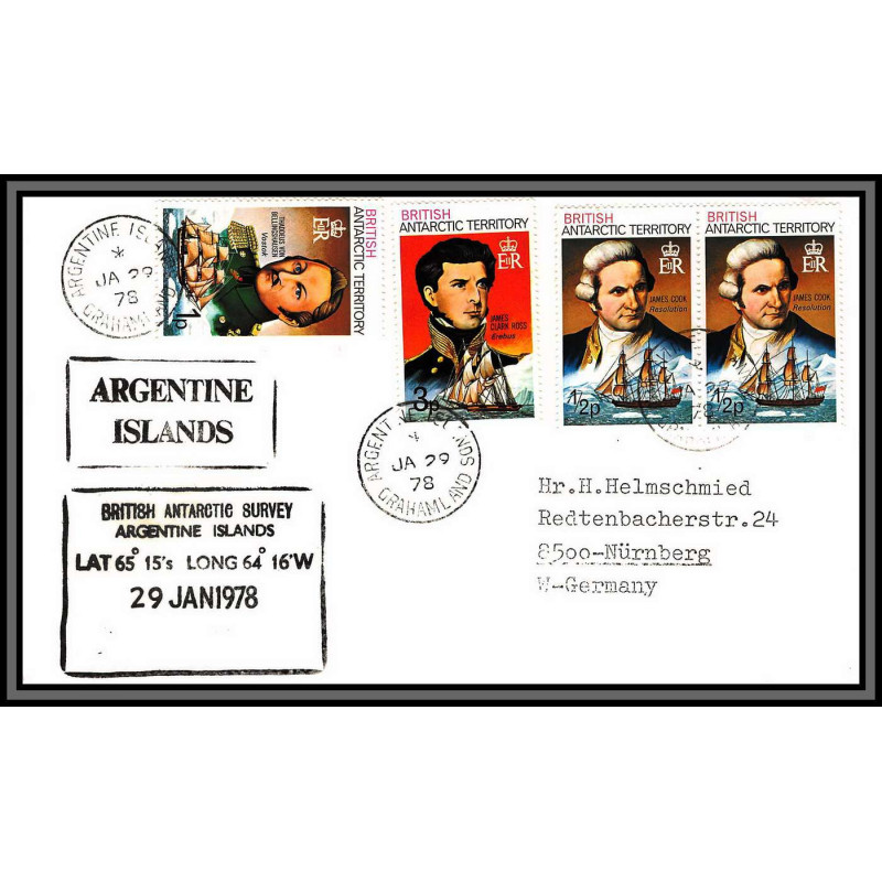 097002 argentine islands 29/1/1978 british antarctic survey territory antarctic antarctique lettre cover