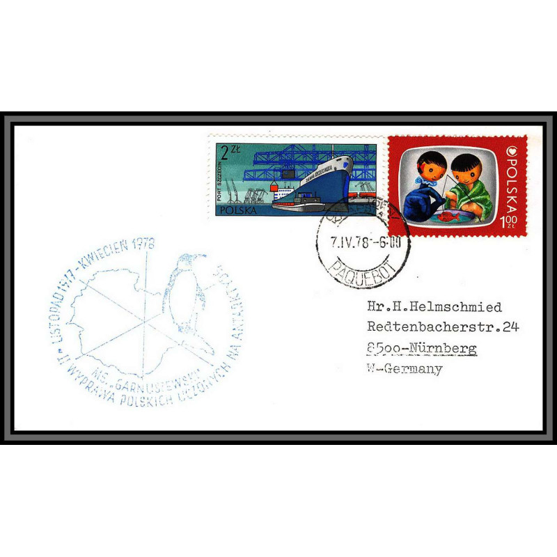 097026 listopad kwiecien 7/4/1978 polska pologna antarctic antarctique lettre cover