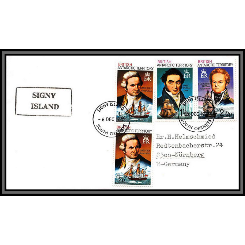 097041 signy island 6/12/1977 british antarctic territory antarctic antarctique lettre cover