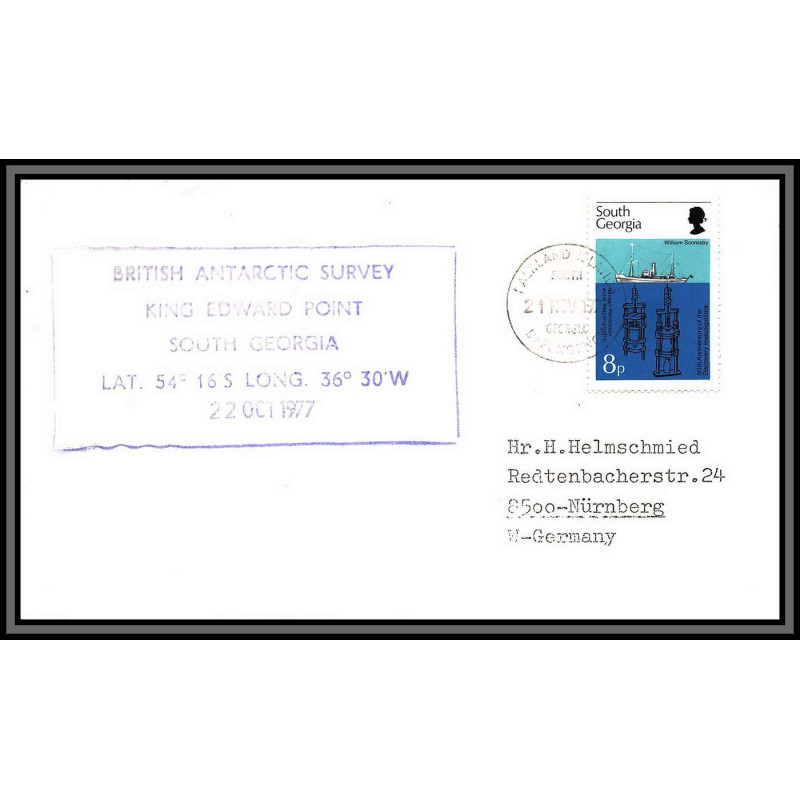 097045 king edward point falklands 21/11/1977 south gerogia antarctic antarctique lettre cover