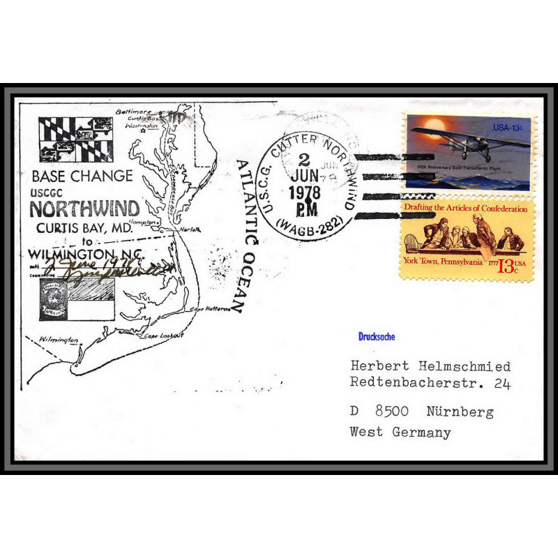 097046 signé signed base change USCGC northwind 2/6/1978 usa antarctic antarctique lettre cover