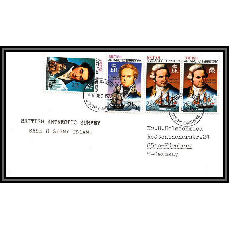 097072 base h signy island british antarctic territory 6/12/1977 antarctic antarctique lettre cover