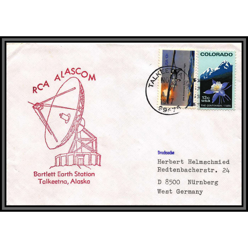 097083 rca alascom alaska bartlett earth station novembre 1977 usa arctique arctic north pole lettre cover