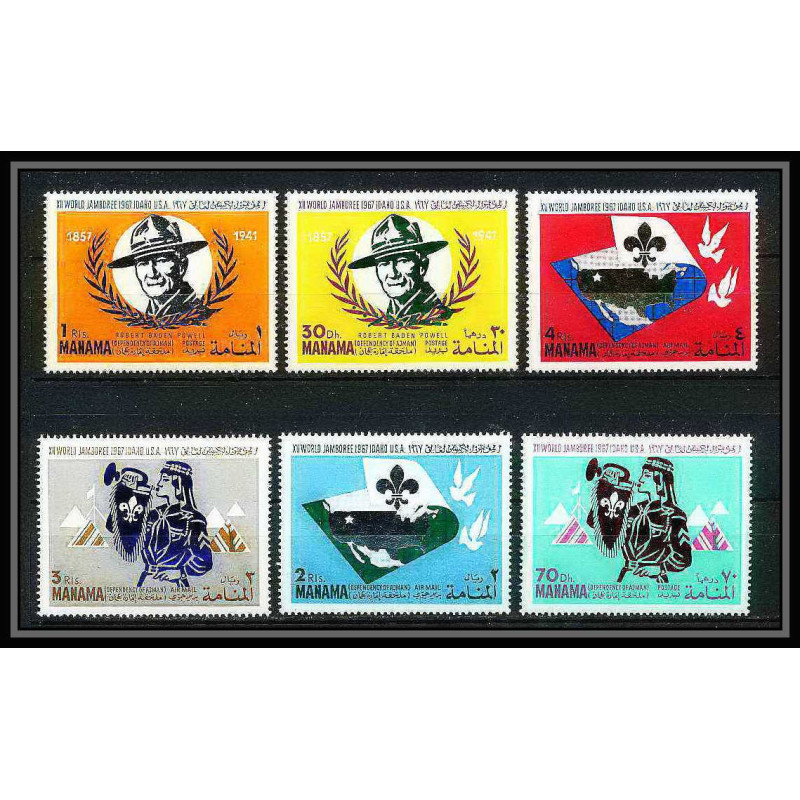 404 - Manama MNH ** Mi N° 31 / 36 A Scout (Pfadfinder jamboree scouts) Farragut state park 1967