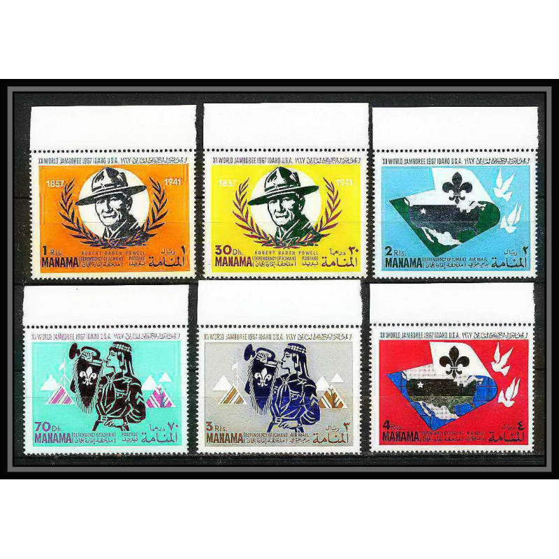 404a - Manama MNH ** Mi N° 31 / 36 A Scout (Pfadfinder jamboree scouts) Farragut state park 1967