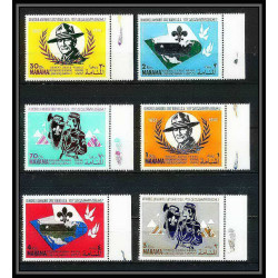 404b - Manama MNH ** Mi N° 31 / 36 A Scout (Pfadfinder jamboree scouts) Farragut state park 1967 spécial margin