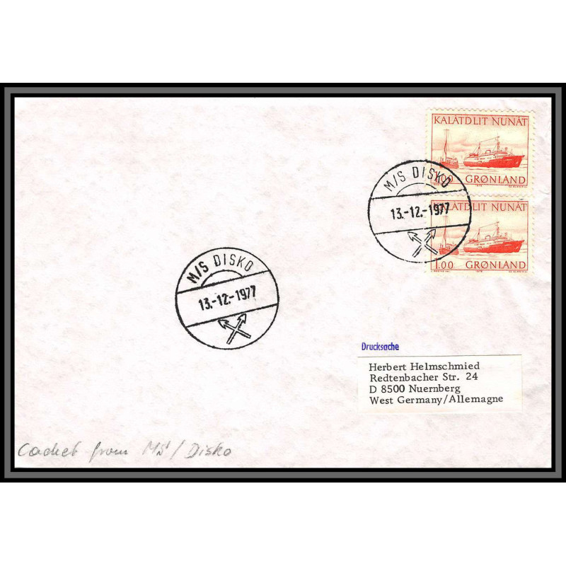 097157 disko gronland groenland 13/12/1977 arctique arctic north pole lettre cover