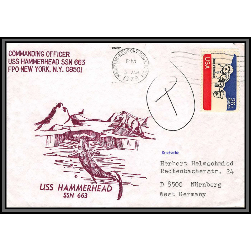 097169 uss hammerhead 3/1/1978 usa antarctic antarctique lettre cover