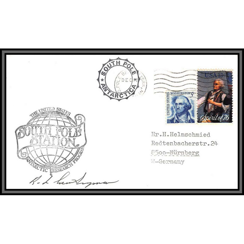 097176 signé signed south pole antarctica 18/12/1977 usa antarctic antarctique lettre cover