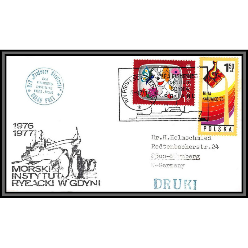 097181 morski institut ryeacki 1977 polska pologne arctique arctic north pole lettre cover