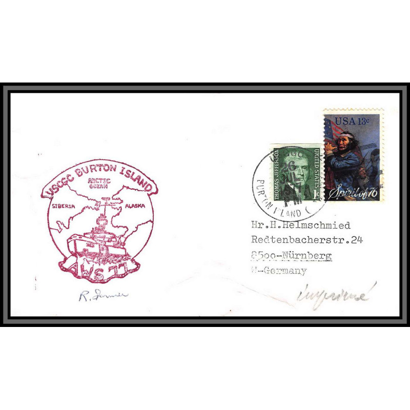 097182 signé signed uscgc burton island 16/7/1977 usa arctique arctic north pole lettre cover