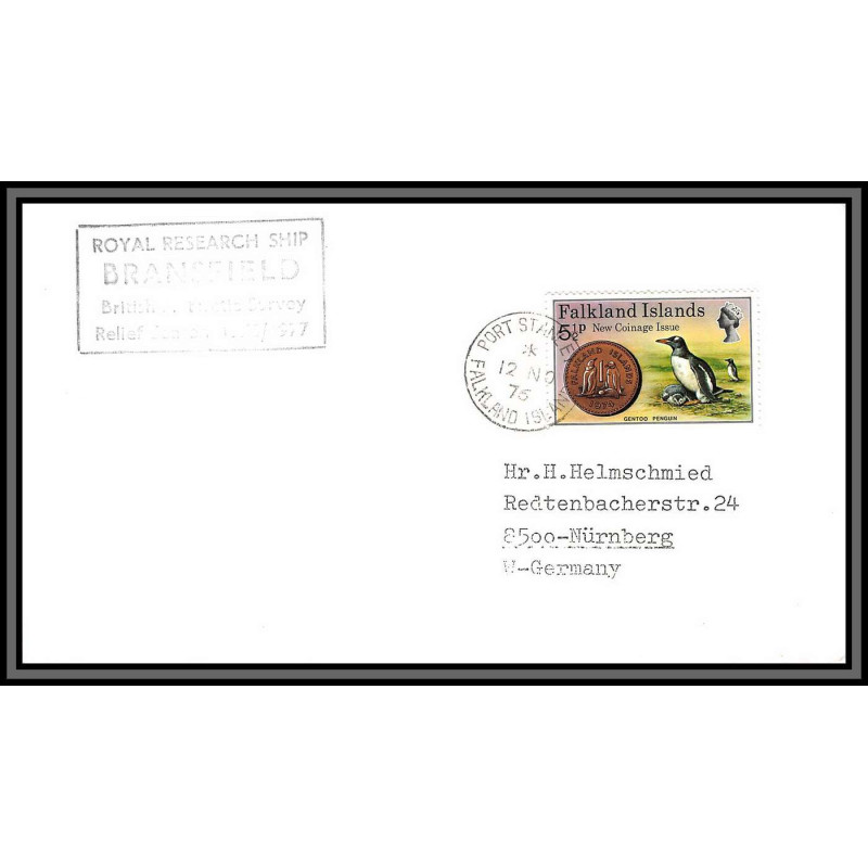 097185 ship bransfield 12/11/1976 falkland antarctic antarctique lettre cover