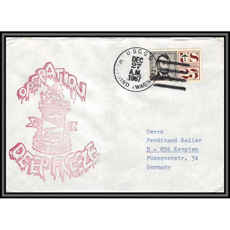 097194 uscgc deep freeze 27/12/1967 usa antarctic antarctique lettre cover