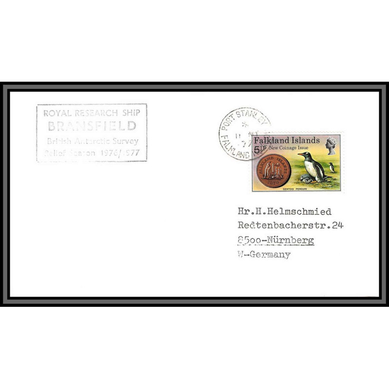 097195 ship bransfield 11/5/1977 falkland antarctic antarctique lettre cover